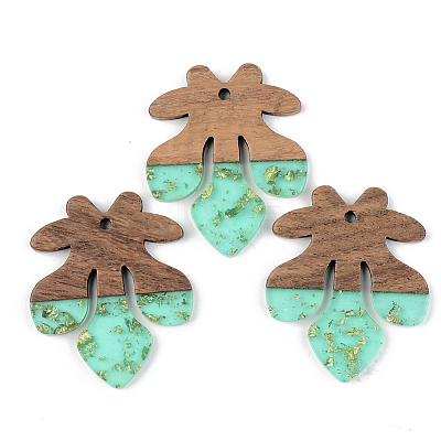 Transparent Resin & Walnut Wood Pendants LS-RESI-S389-051A-B02-1