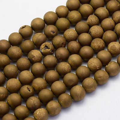Electroplate Natural Druzy Agate Beads Strands G-G708-10mm-12-1