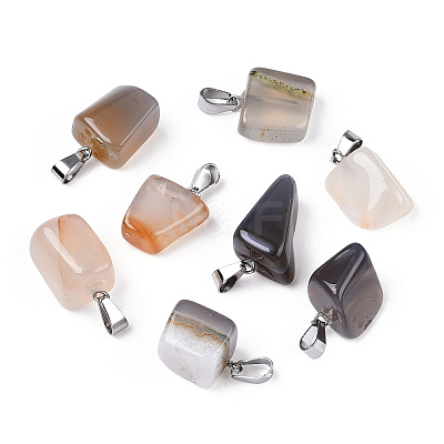 Natural Grey Agate Pendants G-Q996-04-1