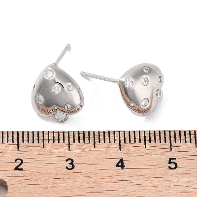 Brass Micro Pave Cubic Zirconia Stud Earring Findings KK-E107-25B-P-1