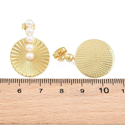 Brass with ABS Imitation Pearl Stud Earrings KK-CBAD104-02G-1