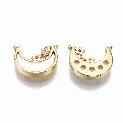 Brass Micro Pave Clear Cubic Zirconia Charms KK-R114-09-NF-1