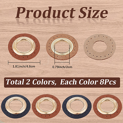 8 Bags 2 Colors Imitation PU Leather Eeyelet Patch PURS-CL0001-34G-1