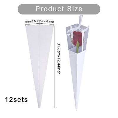 Cone Iridescent Paper Single Rose Packaging Gift Boxes CON-WH0085-50A-1