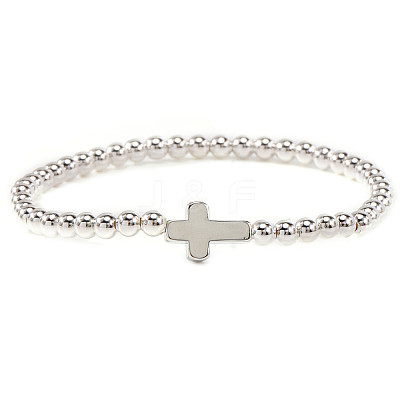 Brass & 304 Stainless Steel Beads Stretch Bracelets Set LS-EI7625-4-1