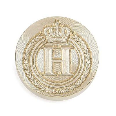 Golden Tone Crown Initial Wax Seal Brass Stamp Heads AJEW-A065-01H-1