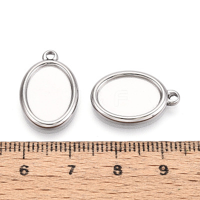 304 Stainless Steel Pendant Cabochon Settings STAS-T067-68P-1