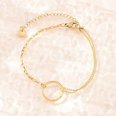 304 Stainless Steel Ball Chain & Box Chain Bracelets BJEW-D460-02G-1