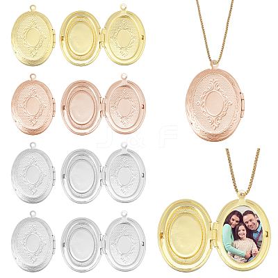 8Pcs 4 Colors Brass Locket Pendants KK-CA0002-85-1