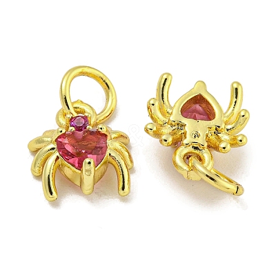 Rack Plating Brass Micro Pave Cubic Zirconia Spider Charms ZIRC-I065-02A-1