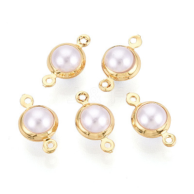Brass ABS Imitation Pearl Connector Charms KK-N286-02A-G-1