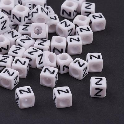 Acrylic Horizontal Hole Letter Beads PL37C9308-Z-1