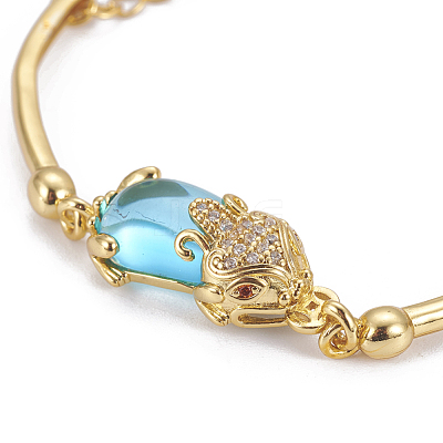 Golden Tone Brass Link Bracelets BJEW-L639-14G-1