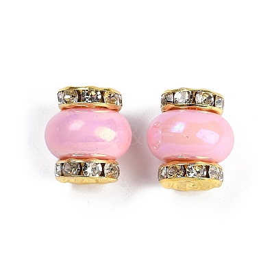 Resin Beads with Brass Rhinestone Rondelle KK-H490-05G-1