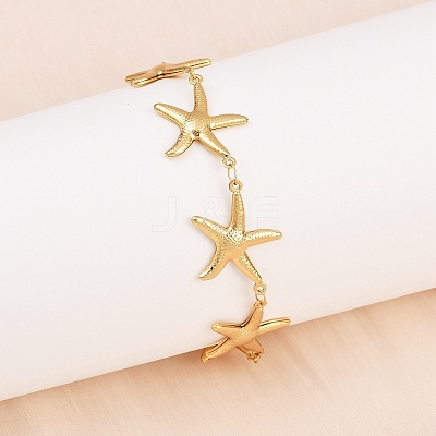 Beach 304 Stainless Steel Shell Sea Animals Link Chain Bracelets BJEW-D359-15D-G-1