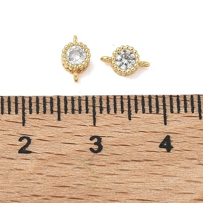 SHEGRACE Brass Pave Clear Cubic Zirconia Flat Round Connector Charms XGRQ3D618-499G-1