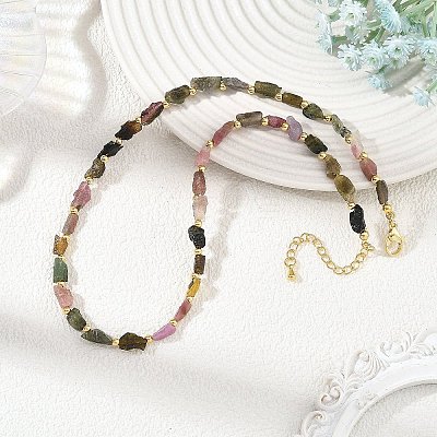 Natural Multicolor Tourmaline Beads Beaded Necklaces NJEW-JN06615-1