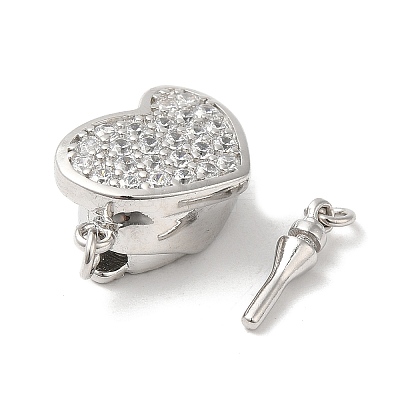 Rhodium Plated 925 Sterling Silver Micro Pave Clear Cubic Zirconia Box Clasps STER-M114-09P-1