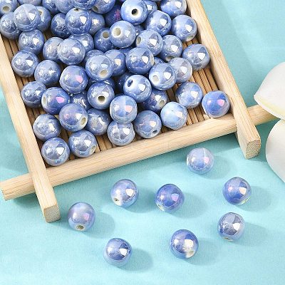 Glazed Porcelain Round Beads PORC-S490-8mm-09-1