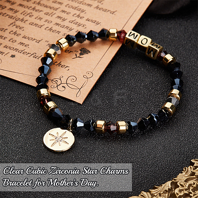 Word MOM Acrylic & Glass Beaded Stretch Bracelet BJEW-OC0001-15-1
