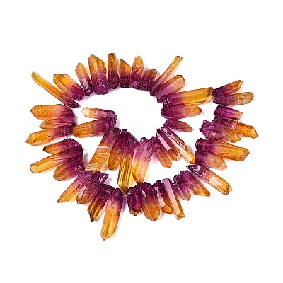 Two Tone Spray Painted Natural Quartz Crystal Points Beads Strands G-Q610-03E-1