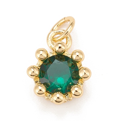 Brass Inlaid Clear Cubic Zirconia Charms KK-A161-34G-C-1