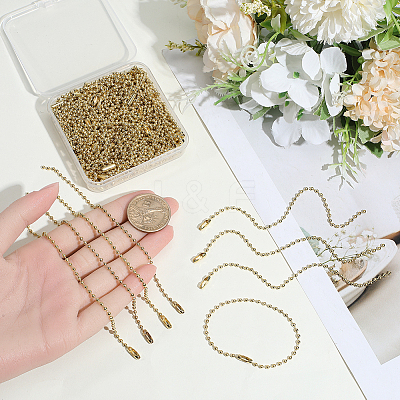 100Pcs Iron Ball Chains with Connectors IFIN-SP0001-67G-1
