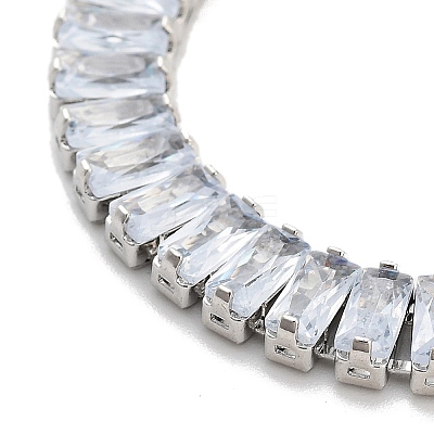 Brass Pave Clear Cubic Zirconia Rectangle Link Bracelets BJEW-B094-11B-P-1