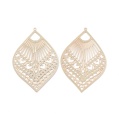 Brass Filigree Big Pendants KK-B064-05KCG-1