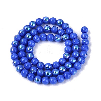 Electroplate Opaque Glass Beads Strands EGLA-Q132-6MM-01C-15-1