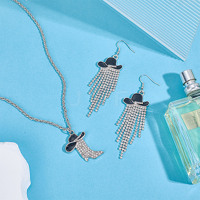 Iron Pendant Necklaces & Alloy Dangle Earring Sets SJEW-UN00005-1