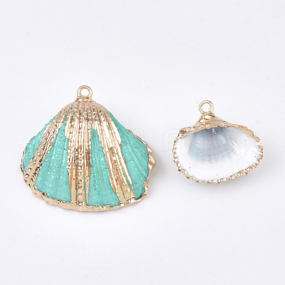 Spray Paint & Electroplate Sea Shell Pendants SSHEL-S262-09C-1