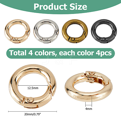 24Pcs 4 Colors Alloy Spring Gate Rings FIND-HS0001-26B-1