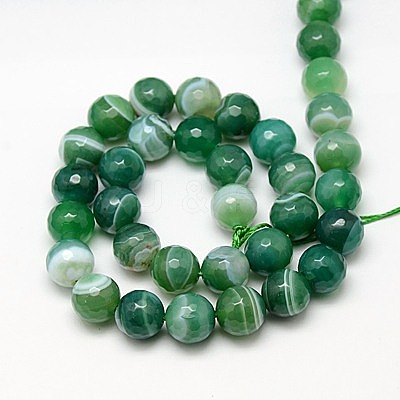 Natural Striped Agate/Banded Agate Beads Strands G-G581-10mm-12-1