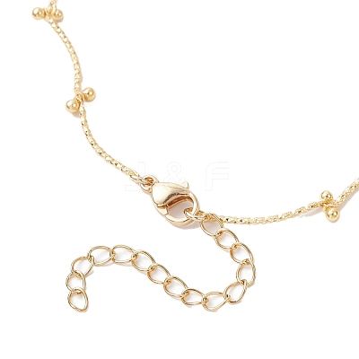 Brass Curved Bar Link Chains with Round Ball Charms Anklets for Women AJEW-AN00713-1