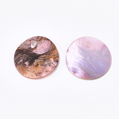 Spray Paint Natural Akoya Shell Pendants SHEL-S274-75C-02-1
