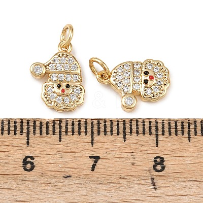 Christmas Brass Micro Pave Cubic Zirconia Charms KK-L255-18G-04-1