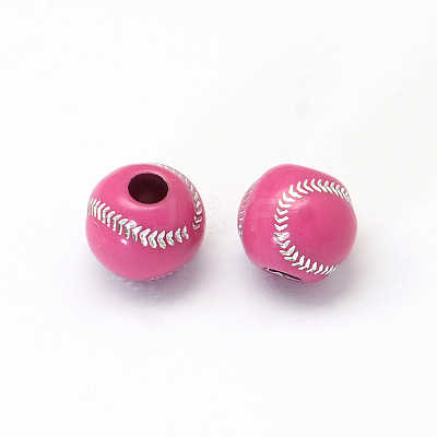 Baseball Plating Acrylic Beads X-SACR-R886-01-1