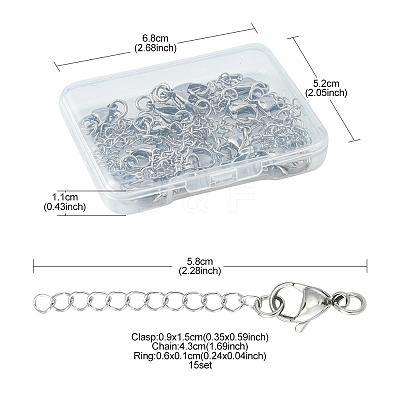 15Pcs 304 Stainless Steel Chain Extender STAS-FS0001-29-1