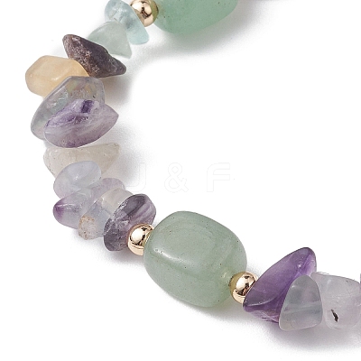 Natural Fluorite Chip & Cuboid Beaded Stretch Bracelets for Women BJEW-JB10808-05-1