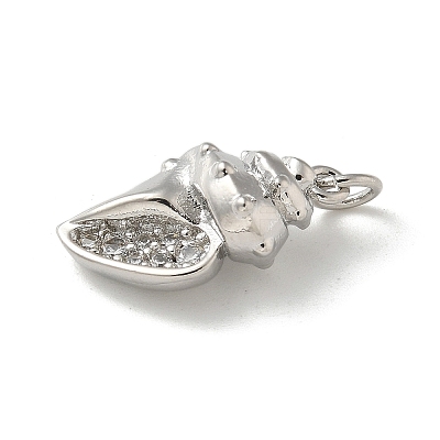 Brass Micro Pave Clear Cubic Zirconia Pendants KK-U046-02P-06-1