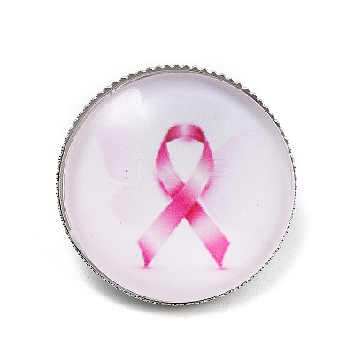 Breast Cancer Awareness Ribbon Glass Brooches LS-JEWB-L019-01B-1