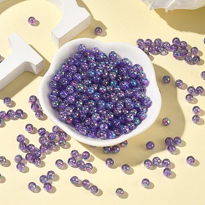 Medium Orchid AB Color Transparent Acrylic Round Beads X-PL732-10-1