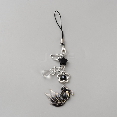 Fish Alloy Acrylic Mobile Straps HJEW-WH0036-125D-1