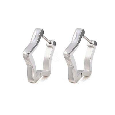 304 Stainless Steel Star Hoop Earrings EJEW-P324-02P-1