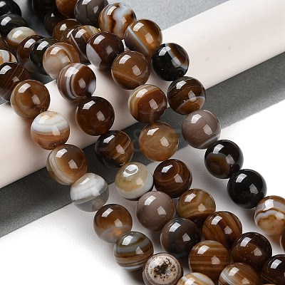 Natural Striped Agate/Banded Agate Beads Strands G-Z060-A01-C10-1
