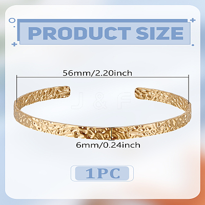 1Pc Textured Stainless Steel Open Cuff Bangle for Women BJEW-LP0003-36-1