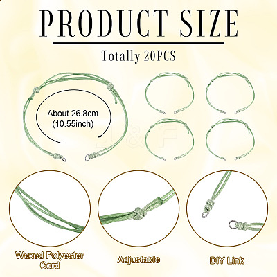 20Pcs Waxed Polyester Cord Bracelet Making AJEW-TAC00099-1