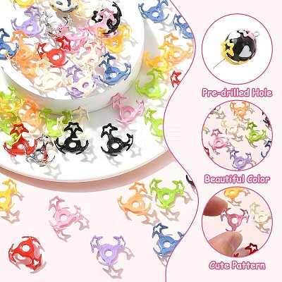 100Pcs 10 Colors Hollow Acrylic Bead Caps DIY-CJ0003-12-1