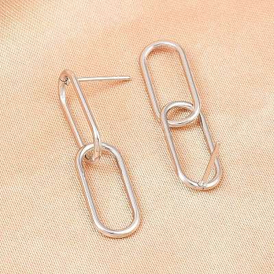 Oval 316 Stainless Steel Dangle Stud Earrings EJEW-D339-04P-1